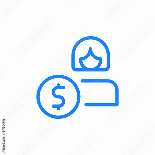 woman user payment customer blue icon sign vector