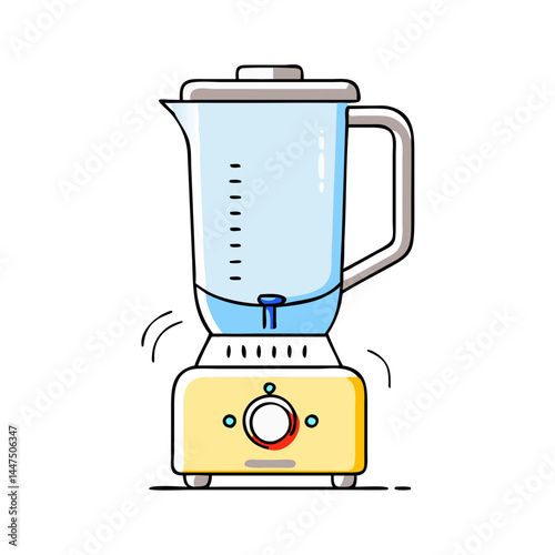 A vibrant illustration of a yellow and blue blender perfect for kitchen appliances