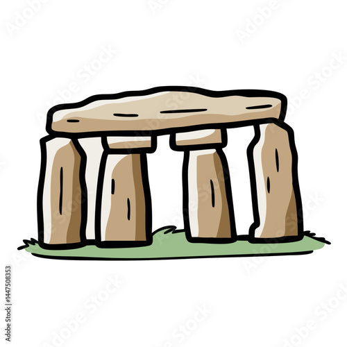 Cartoon Illustration of a Stonehengelike Megalithic Structure