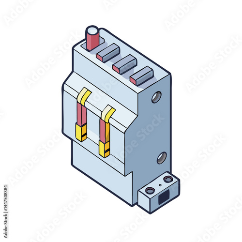 Isometric Illustration of a TwoPole Miniature Circuit Breaker for Electrical Panel