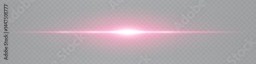 Minimalistic bright white red lens flare glowing horizontally on transparent background. Abstract futuristic beam ideal for UI and tech visuals. EPS vector illustration.