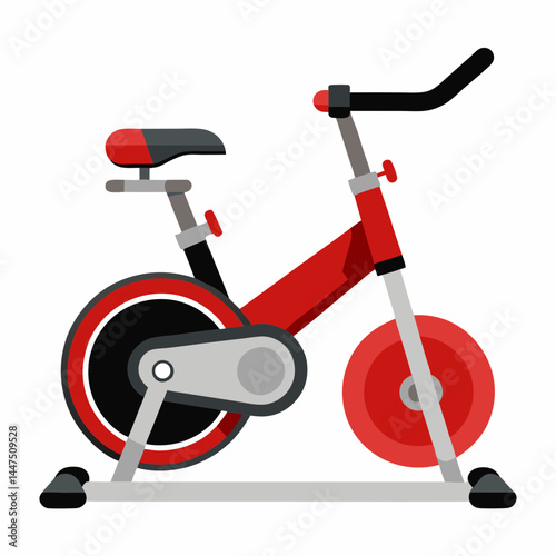 Exercise bike in a modern design with red and gray colors  