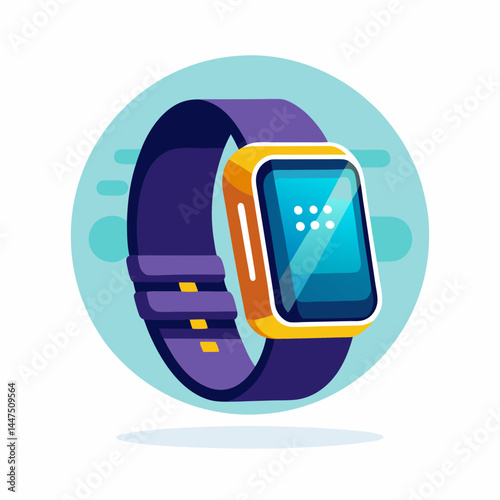 Smart fitness tracker in a minimalist design with bright colors  