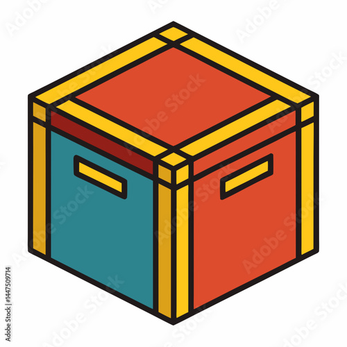 Colorful storage box with handles in vibrant design  