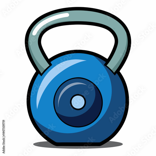 Blue kettlebell illustration against a white background  