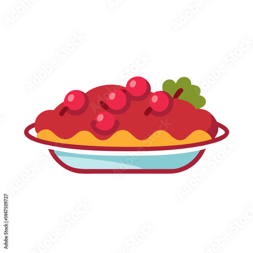 Delicious Pasta Dish with Red Sauce and Berries in a Serving Dish