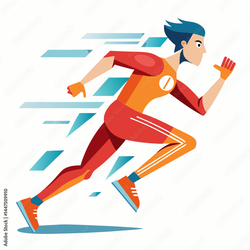 Fototapeta premium Speedy runner training in vibrant athletic outfit