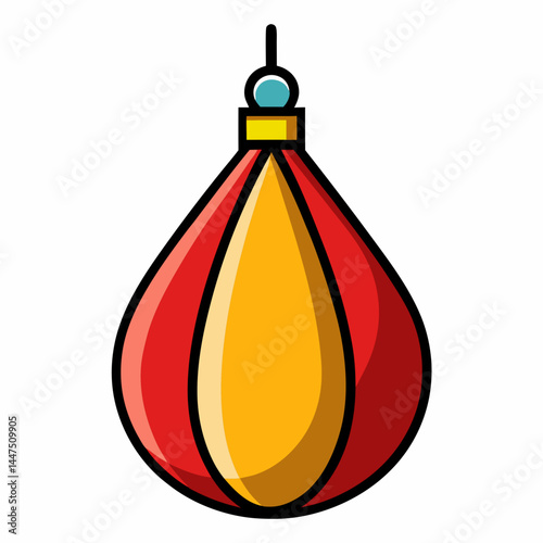 Colorful speed bag illustration hanging in a simplistic style  