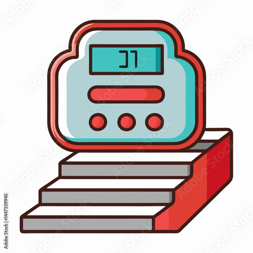 Step Counter Displaying Steps Next to Stairs in a Modern Style  