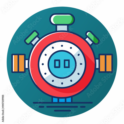 Colorful Workout Timer Icon in Flat Design  