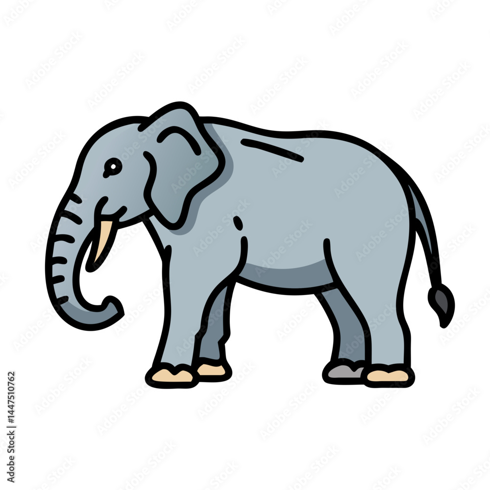 Obraz premium A large gray elephant illustration with thick black outlines
