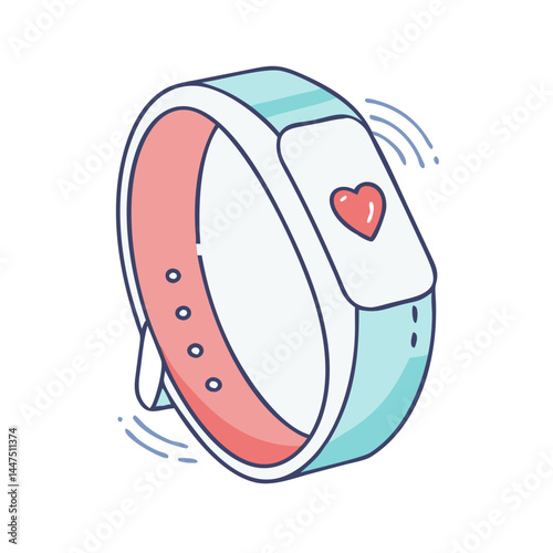 A Cute Cartoon Smartwatch Fitness Tracker with Heart Rate Monitor