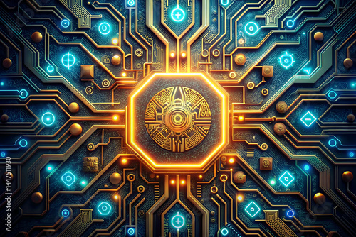 Wallpaper Mural Cyber Glyphs An Abstract Ai Icon With Ancient Torontodigital.ca