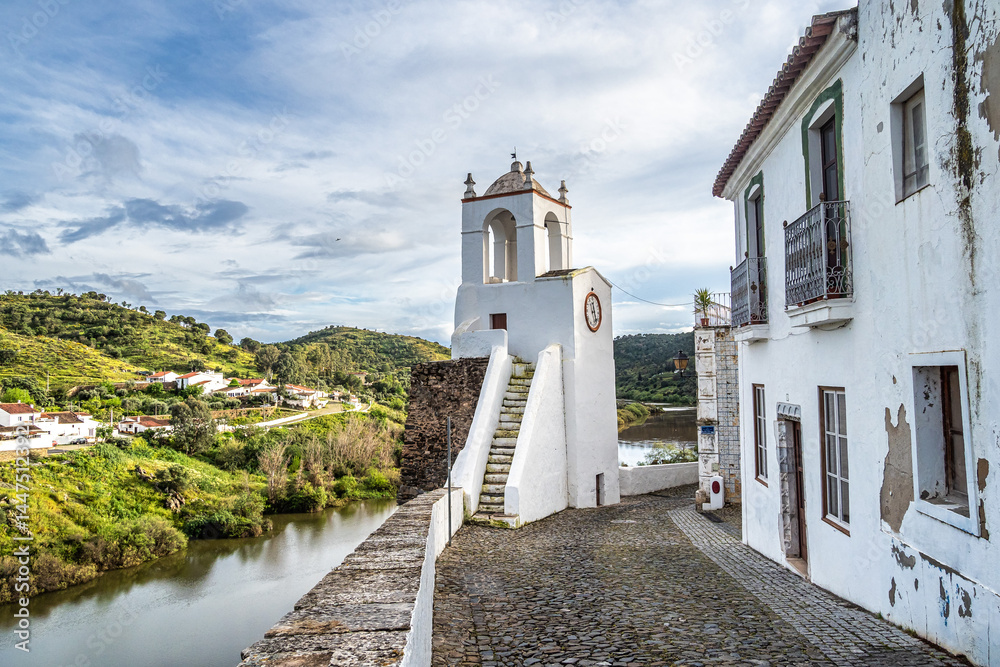 View of Clock tower, Torre do Relogio at Mertola. Portugal