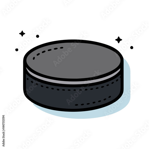 A Detailed Illustration of a Hockey Puck with Sparkling Effects