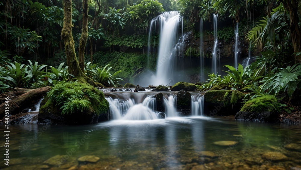 waterfall in the forest waterfall in the forest