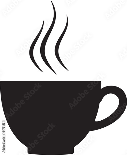 Steaming Coffee Cup Icon for Warmth and Energy