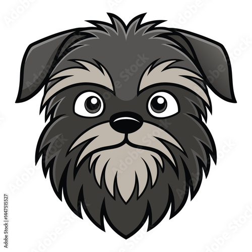 Cartoon schnauzer dog head vector illustration cute pet animal design