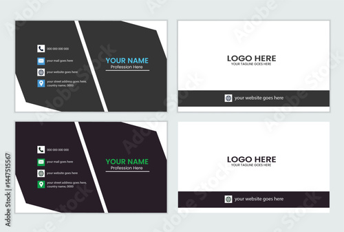 
Business card design 2 template Modern and simple business card design Clean professional Simple design Vactor business card template.  photo