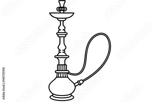 Simple Line Drawing of a Traditional Hookah