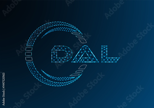 DAL low poly letter logo vector design. DAL lower poly logo design.
