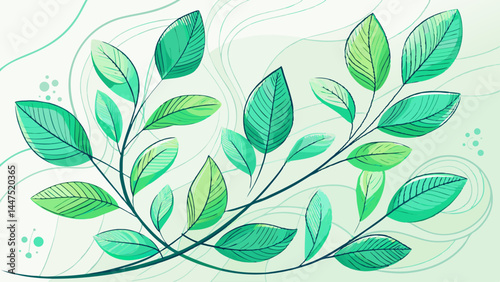 Delicate pencil lines trace soft green leaves.
Minimalist forms create a calm, natural rhythm.
The simplicity brings elegance to modern spaces.
Perfect for botanical wallpapers and clean vector design