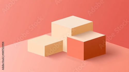 Geometric, pastel-colored, isometric cube display podiums on a gradient background.