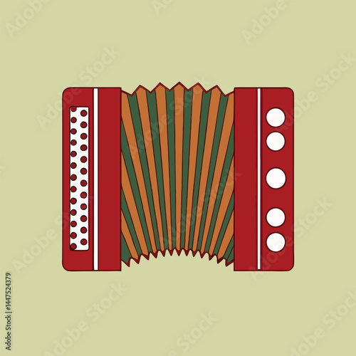Stylized accordion illustration folk music instrument concertina design