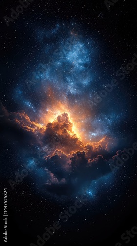 Celestial Night Sky with Colorful Abstract Stars