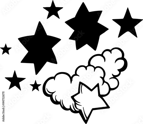 Nightfall Sky with Shooting Stars