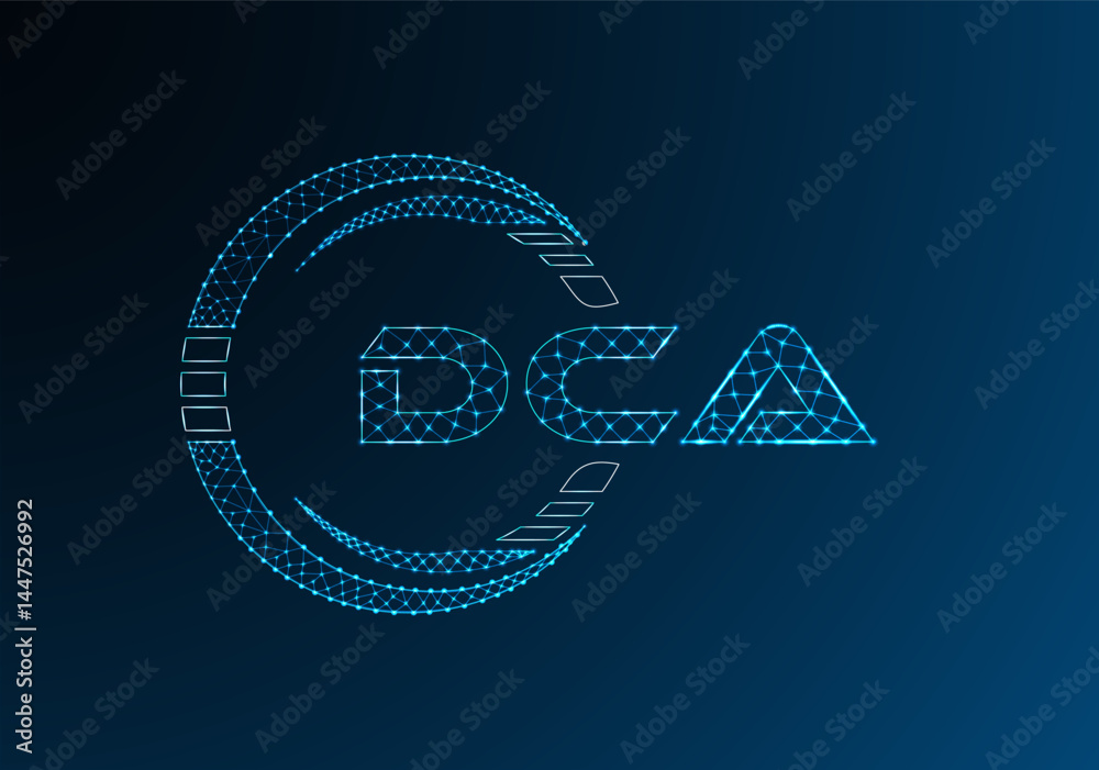 Obraz premium DCA low poly letter logo vector design. DCA lower poly logo design.