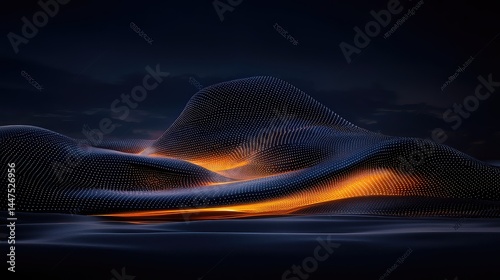 Abstract Wavy Wave in Dark Night Sky