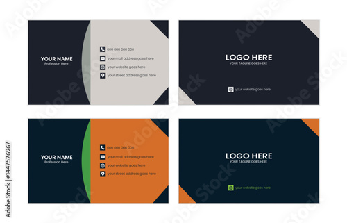 Business card design 2 template Modern and simple business card design Clean professional Simple design Vactor business card template. 
