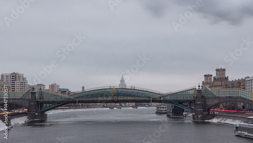 Photography Pedestrian Bogdan Khmelnitsky Bridge timelapse hyperlapse in Moscow, Russia