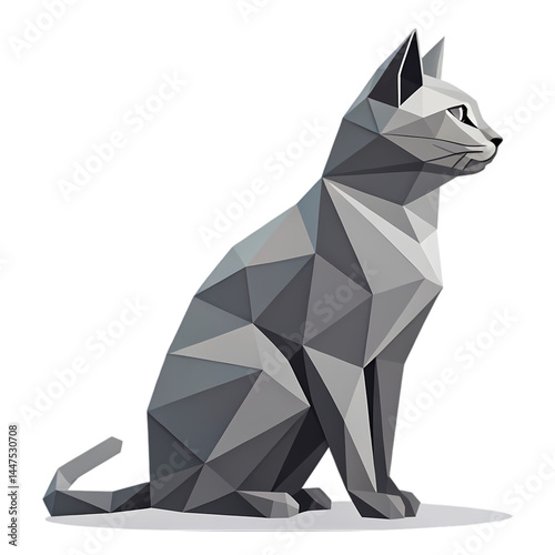 Low Poly Cat Stunning Geometric Cat Illustration isolated on transparent background