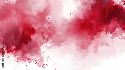 Abstract watercolor painting exhibiting vibrant crimson and white hues.