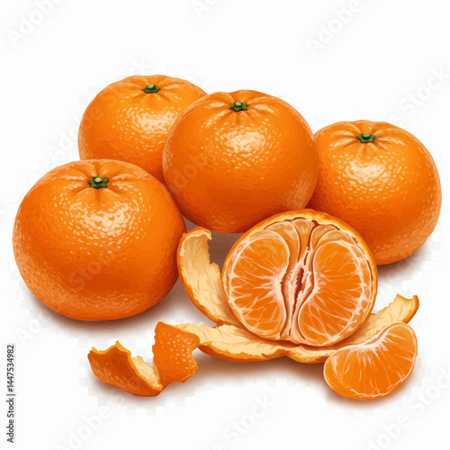 tangerines on a white background. Vector Illustration
