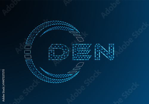 DEN low poly letter logo vector design. DEN lower poly logo design.