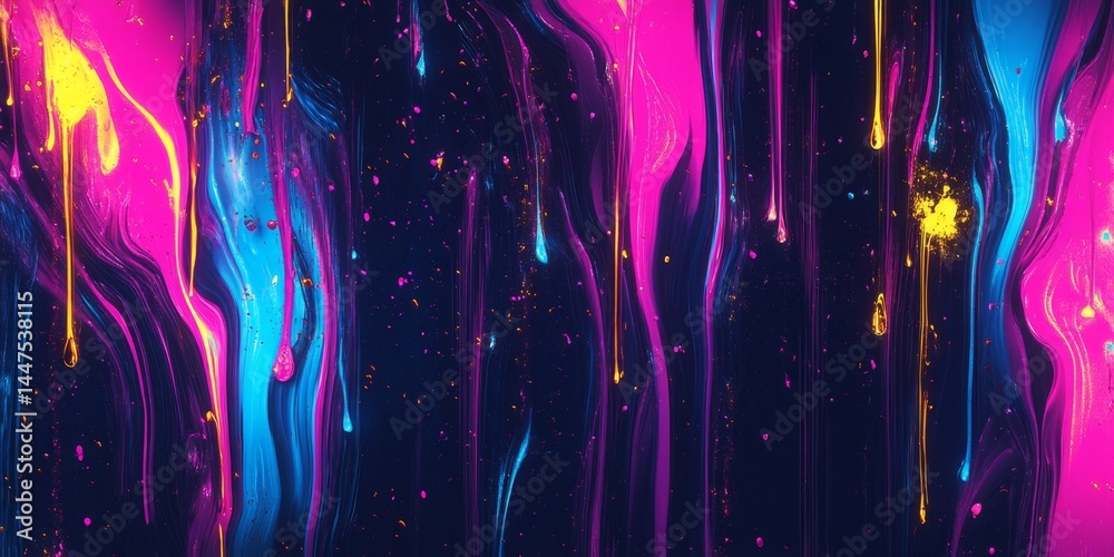 Abstract Colorful Dripping Paint Art