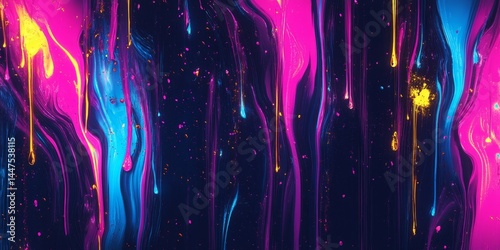 Abstract Colorful Dripping Paint Art