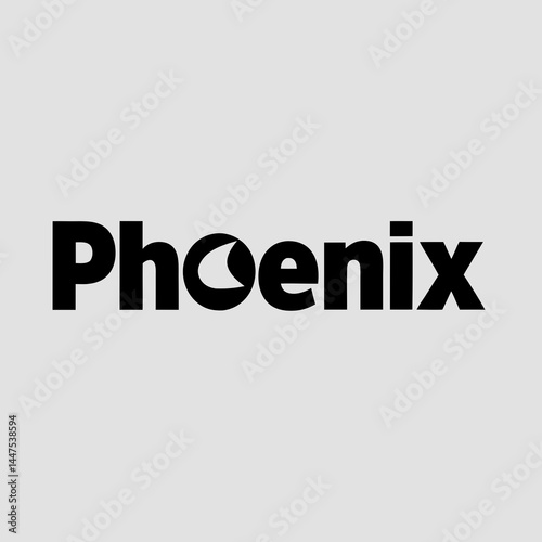 Monochrome typography featuring a stylized letter 'O' integrated into the word, against a gray background.