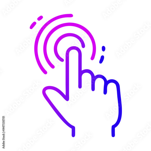 Vibrant hand gesture interacting with a digital interface, signifying touch and activation event.
