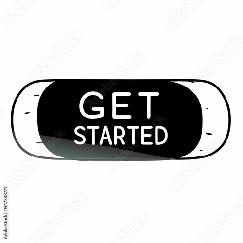A black and white button with the words "GET STARTED" in bold, uppercase letters for websites.