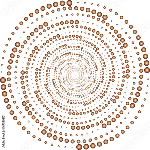 Brown dot spiral vortex logo vector illustration, Circle halftone dots