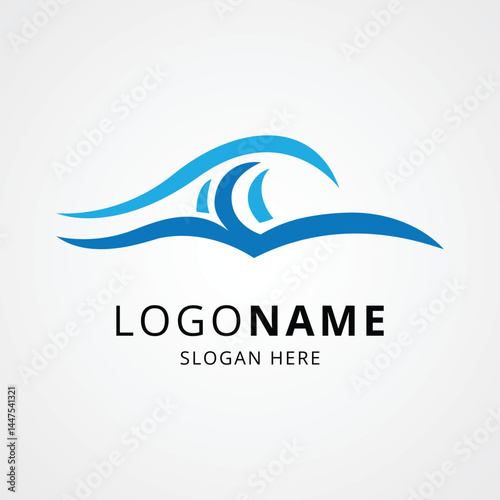 ocean wave modern blue color logo. Abstract water wave logo, ocean icon