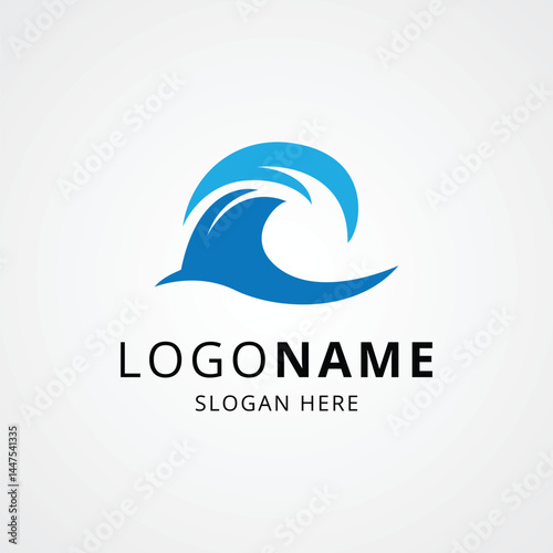 ocean wave modern blue color logo. Abstract water wave logo, ocean icon