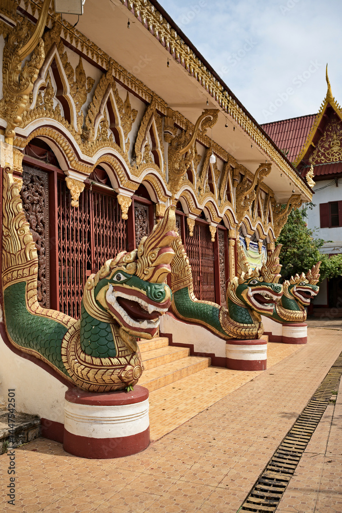 Sacred architecture of Wat Luang in Pakse