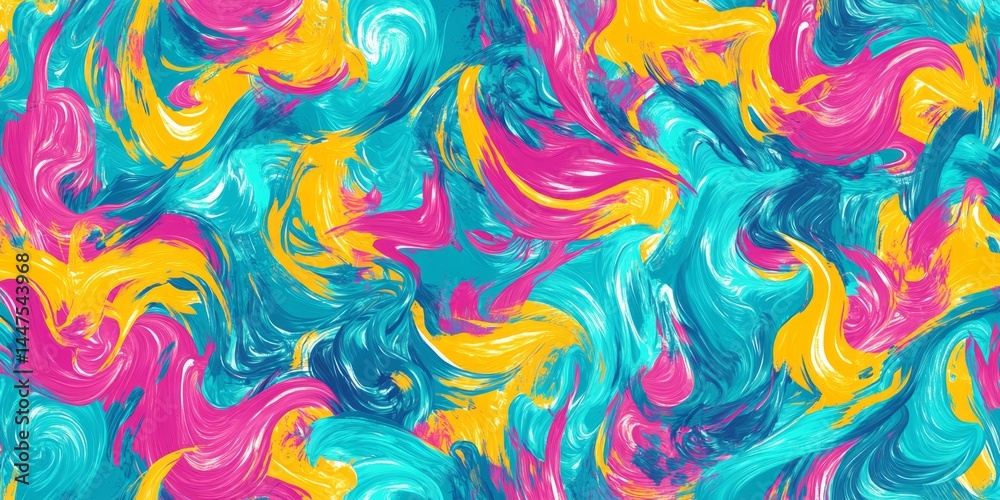 Abstract Colorful Paint Swirls Graphic Design