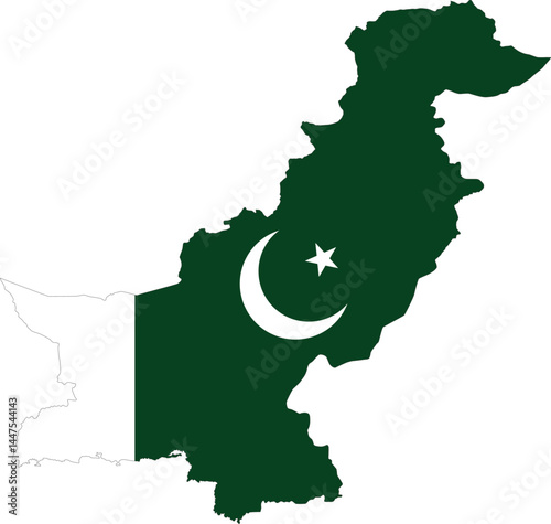 Includes the map of pakistan with the flag of usa on a white background.