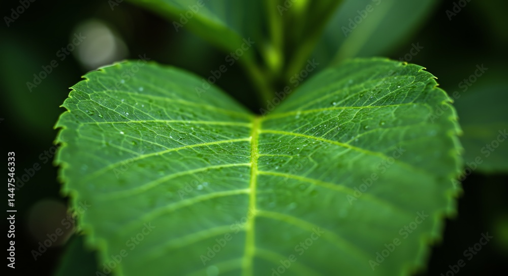 Dew-Kissed Leaf: A Close-Up Macro Photograph Dew-Kissed Leaf: A Close-Up Macro Photograph